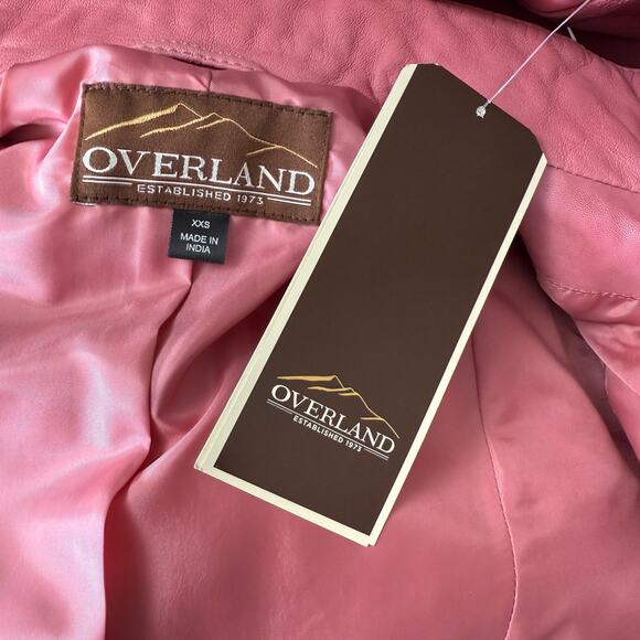Overland Azura Washed Rose 100% Lambskin Leather Moto Jacket Size XXS Lined - Picture 10 of 13